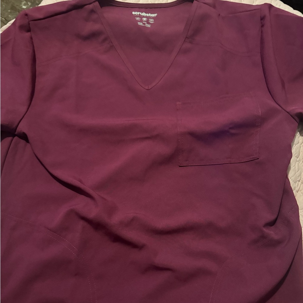 Scrubstar Burgundy V-Neck Scrub Top